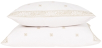 saree embroidered bed linens & pillows in white/gold