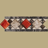 Border - 4 1/2" Polished stone and Glass Offset Quad w/Bars