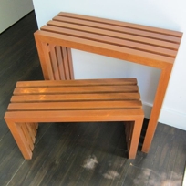 Linear bench and console in Cherry