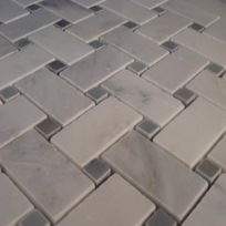 Statuary White w/ Blue Grey Honed Basket Weave
