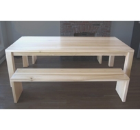 Poplar Dining Table with Benches