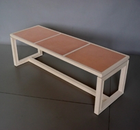 Oak and Leather Bench