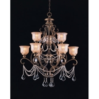 Norwalk Bronze Umber Nine-Light Chandelier with Swarovski Spectra Crystal