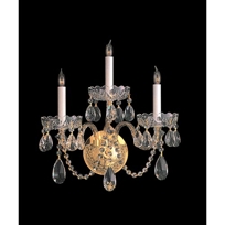 Traditional Crystal Polished Brass Three-Light Crystal Sconce