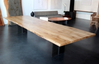 reclaimed wood slab conference table
