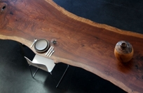 walnut slab dining table