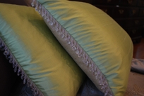 designer pink and pale green beaded pillows