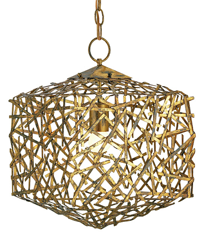 Gold Distressed Modern Cubed Pendant