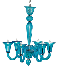 Clear Blue Glass Chandelier