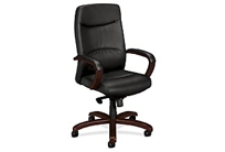 Leather Wood High-back Chair