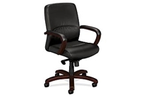 Leather Wood Mid-back Chair