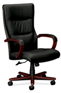 Leather Wood High-back Chair