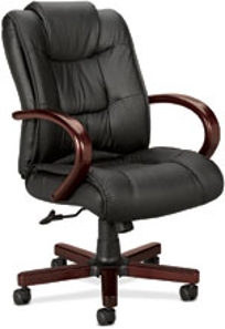 Leather Wood High-back Chair