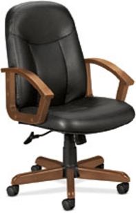 Leather Wood Mid-back Chair