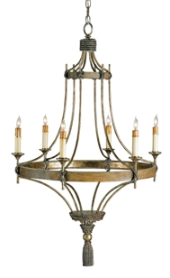Rustic Iron and Wood Chandelier 
