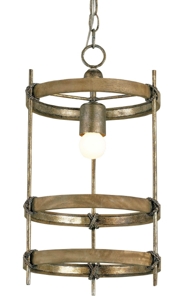 Rustic Iron and Wood Pendant 