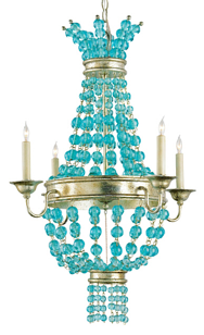 Empire Aqua Glass Small Chandelier