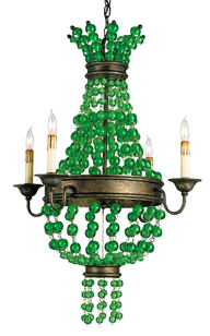 Empire Green Glass Small Chandelier
