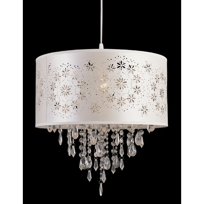 Antique White One-Light Pendant with Crystal Droplets