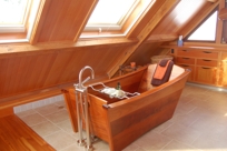 Single European style tub in African Mahogany