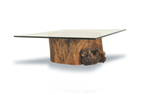 Hollow Trunk Coffee Table - Square Glass Top