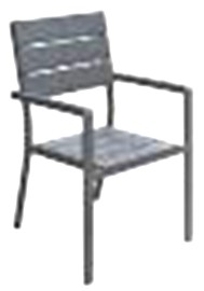 Black plastic  wood stacking chair