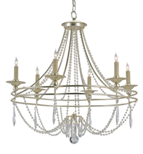 Modern Draped Crystal Silver Chandelier