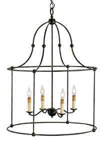 Distressed Round Iron Foyer Lantern 