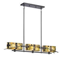Bayonne Satin Black Three-Light Island Pendant