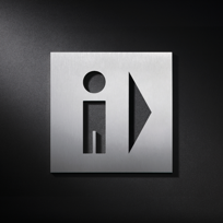 men's arrow WC sign, MADE IN GERMANY