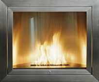 Stainless Steel Square Ventless Fireplace (Curved Interior) by Hearth Cabinet