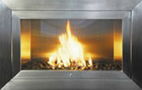 Stainless Steel Linear - (Angled Interior) Hearth Cabinet Ventless Fireplace