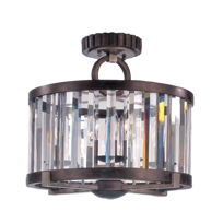 Foster Grecian Bronze Semi Flush Mount with Cut Crystal Shade