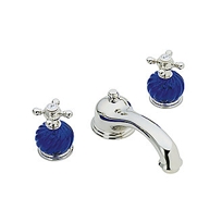 BACCARAT BAMBOUS DECK-MOUNTED BATH SET, STANDARD SPOUT LESS CRYSTAL KNOBS, CROSS HANDLES