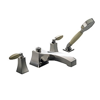 BARBARA BARRY GLAMOUR DECK-MOUNTED BATH SET WITH DIVERTER AND HANDSHOWER, IVORY HANDLES