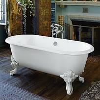 CIRCE CAST IRON CLAW FOOT BATHTUB WITH PRIMED EXTERIOR, LESS FEET