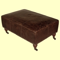Distressed Leather Ottoman