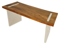 Reclaimed Wood Desk - Solid Teak & Acrylic