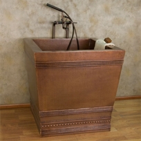 35" Benton Square Copper Japanese Style Soaking Air Bath Tub