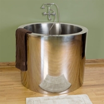43" Simone Polished Stainless Steel Japanese Style Soaking Air Bath Tub
