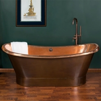 70" Thaine Copper Double Slipper Air Bath Tub with Shiny Interior