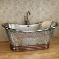71" Anastasia Double Slipper Mosaic Copper Air Bath Tub with Nickel Interior