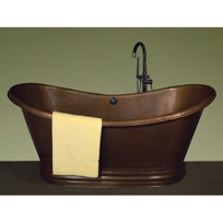 71" Morgan Hammered Copper Double Slipper Air Bath Tub