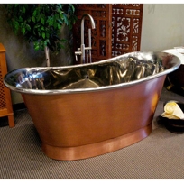 Copper Double Slipper Air Bath Tub with Nickel Lining