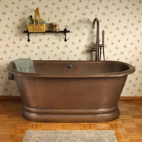 Kaela Hammered Copper Double-Ended Air Bath Tub on Plinth - 61", 68", or 72"