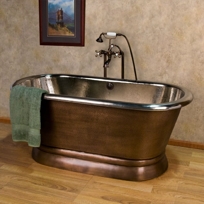 Kaela Hammered Copper Double-Ended Air Bath Tub with Nickel Interior on Plinth - 61" or 72"