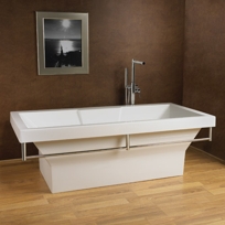 Noella Rectangular Acrylic Air Bath Tub with Towel Bar