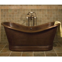 Paige Bateau Hammered Copper Double Slipper Air Bath Tub - 66" or 72"