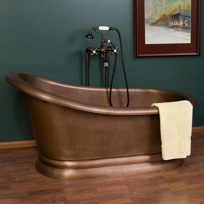 Paxton Hammered Copper Slipper Air Bath Tub on Plinth - 59" or 66"