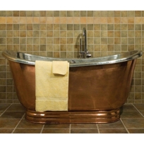 Polished Copper Double Slipper Air Bath Tub with Nickel Interior - Shiny Finish